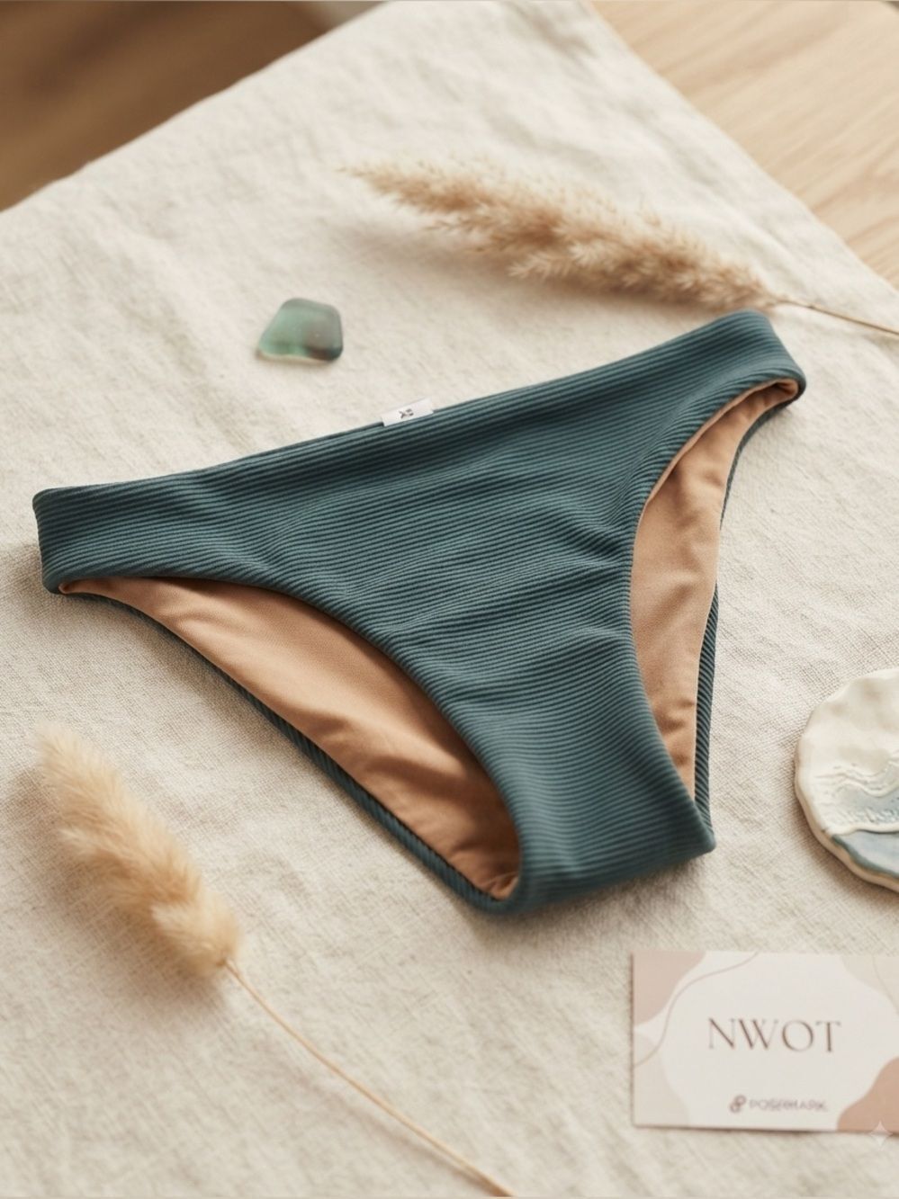 J crew Ribbed high-rise cheeky bikini bottom